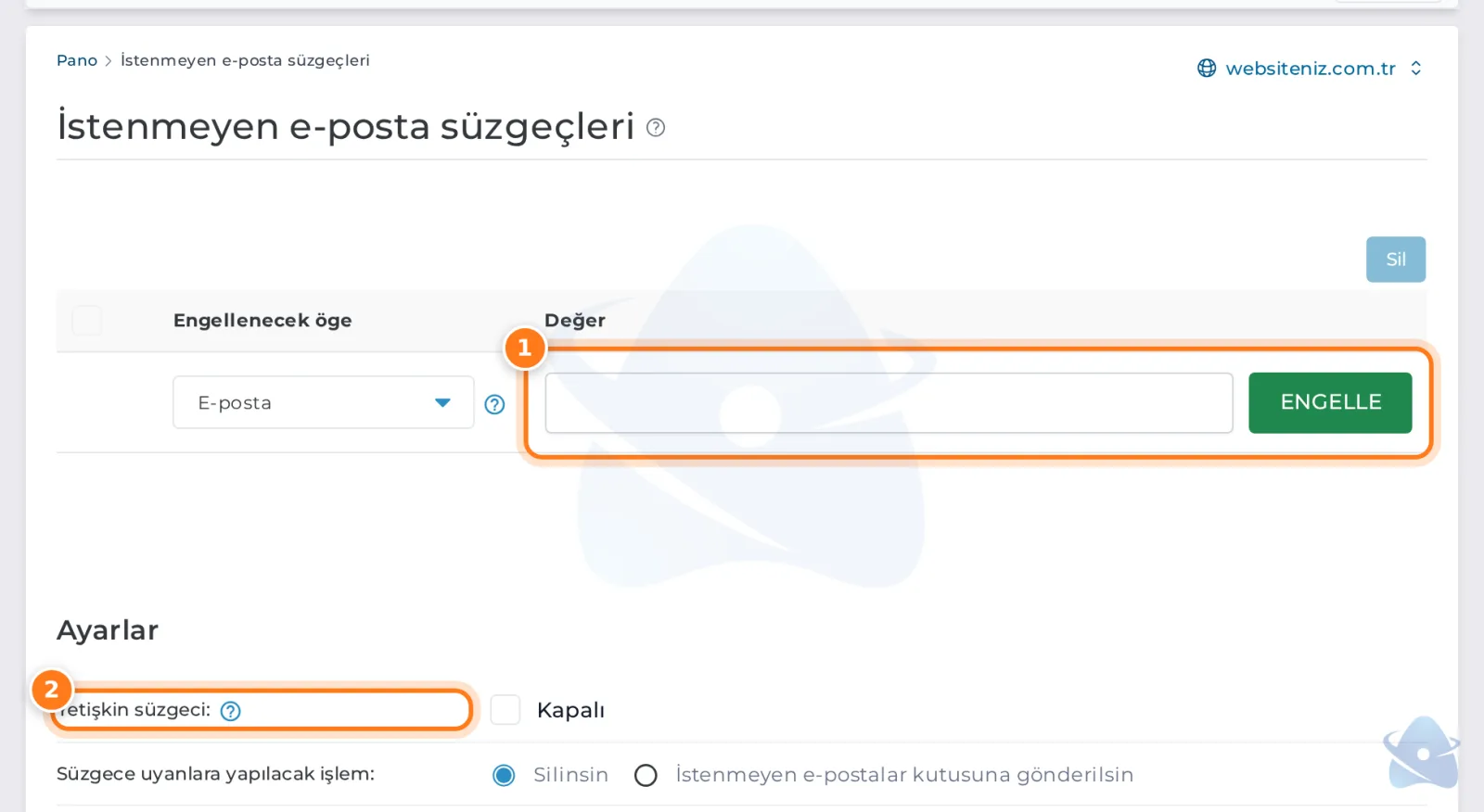 İstenmeyen e-posta süzgeçleri: adres engelleme ve süzgeç ayarları