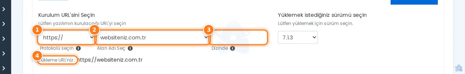 Kurulum URL'si: dizin boş, site ana adreste açılır